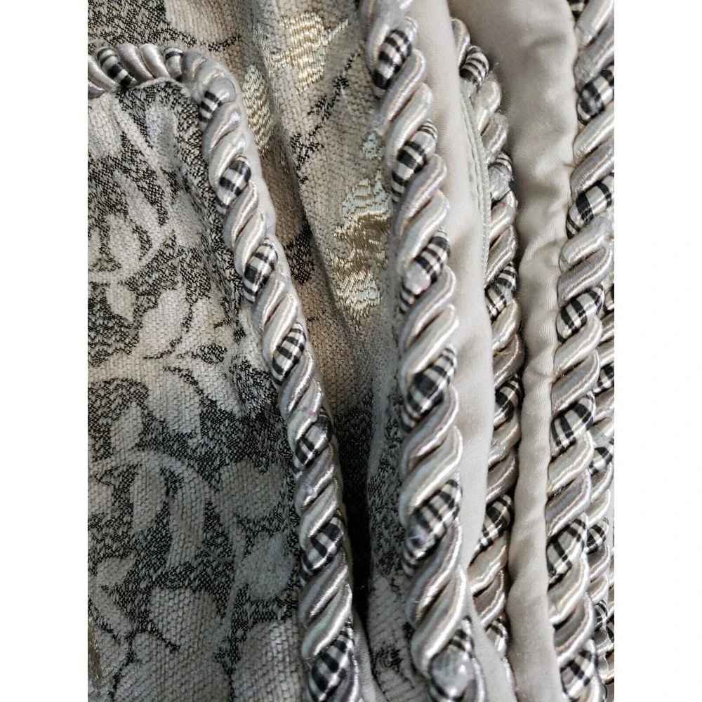 Croscill Nadia Pillow Shams 2 35x19 gray cream King jacquard